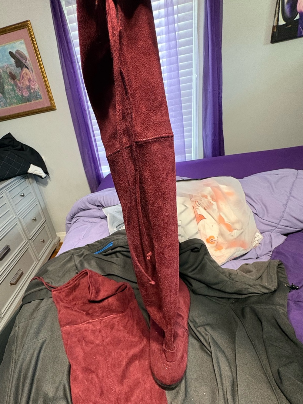 comfortview Burgundy thigh high Suede Boots